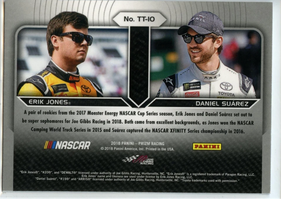 2018 Panini Prizm Racing NASCAR Team Tandems Daniel Suarez / Erik Jones Qty - Image 2 of 2