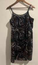 Ann Taylor Loft Dress Navy Blue Floral Size Large Mini Women’s Spaghetti Strap