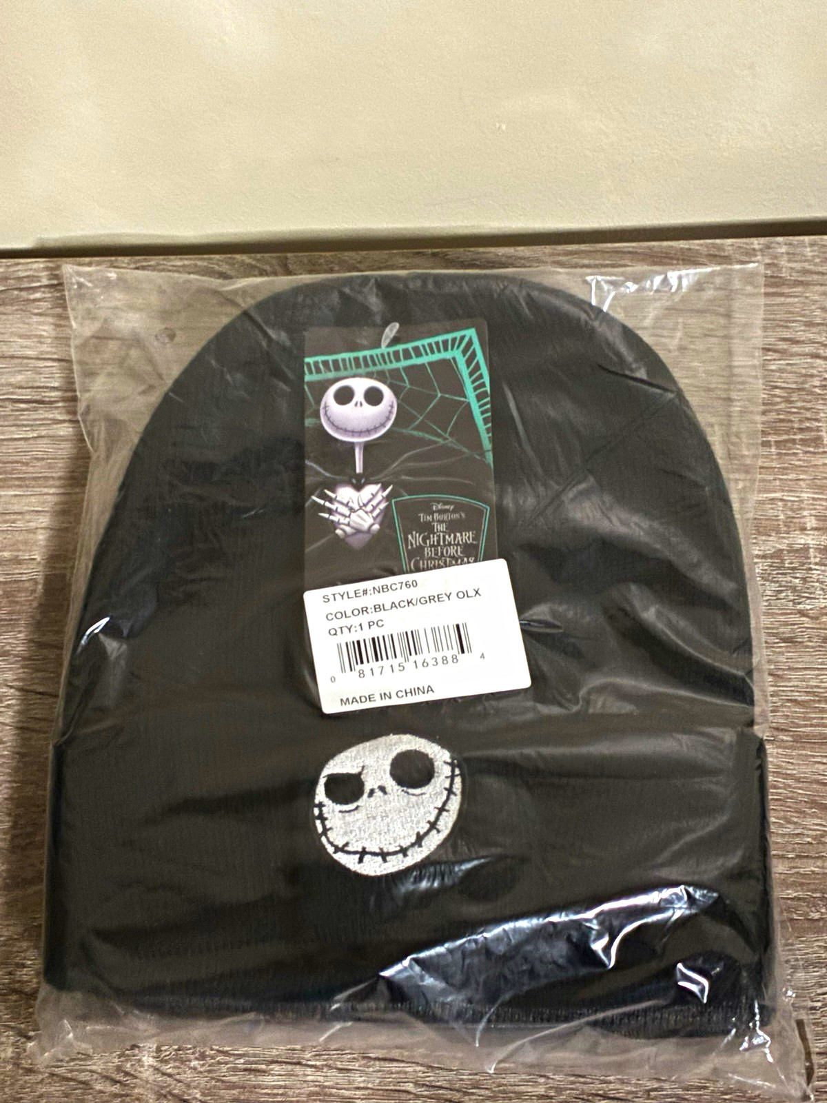 Nightmare Before Christmas Jack Skellington Beanie 2 Pack Black Gray NWT