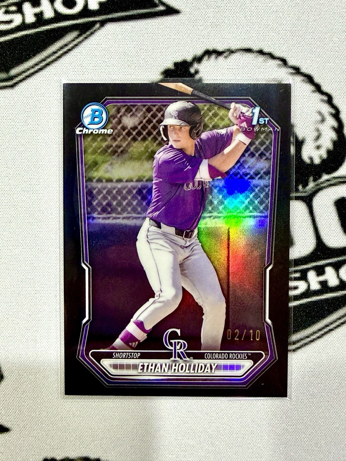2026 Bowman Chrome 1st Prospect Ethan Holliday BCP-1 Black Refractor #2/10 SSP!