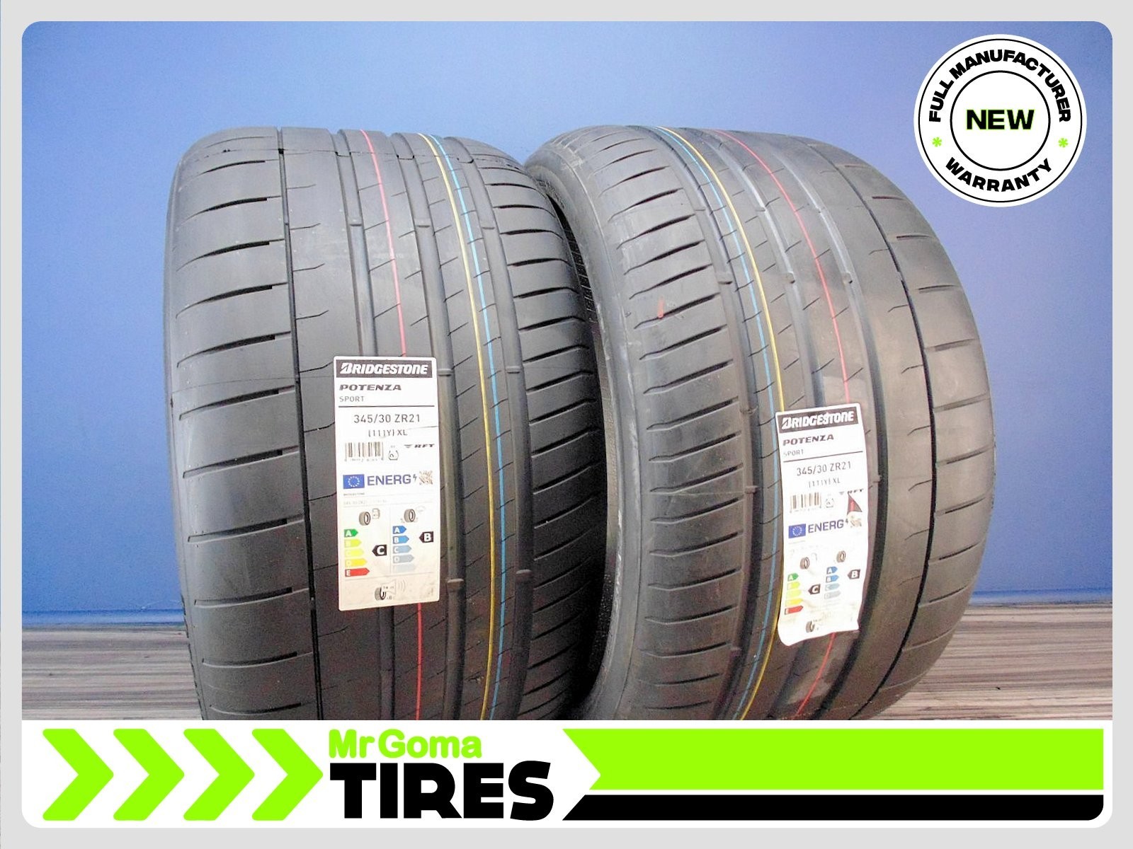 TWO NEW 345/30ZRF21 BRIDGESTONE POTENZA SPORT L RFT XL TIRES LAMBORGHINI 3453021
