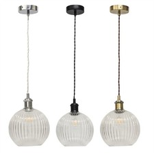 Kitchen Dining Lighting Clear Ribbed Glass Ceiling Light Fittings