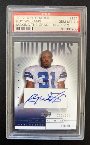 2002 Upper Deck Graded - Making the Grade Roy Williams #171 /550 (AU, RC) PSA 10