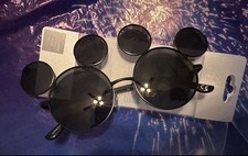 2025 Disney Parks Mickey Mouse Shaped Sunglasses Black Lenses Mirror Ears