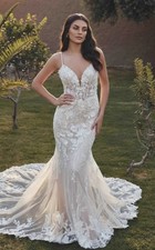 Luxurious Bridal Gown Lace Wedding Dress Mermaid Custom made 2-28w Beaded Button