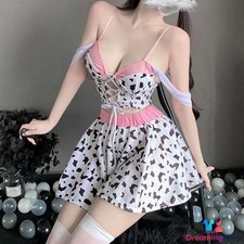 Lencería Sexy Anime Vaca Estudiante Juegos con disfraces Vendaje Pijama Poder Vestido de Criada