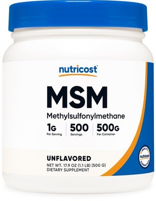 Nutricost Pure MSM Powder 500 Grams 1.1 Pound (Pack of 1), Red