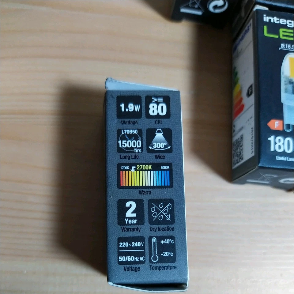 Light Bulb Warm 1.9w LED G9 Capsule 2700K Non Dimmable 180lm =20w Integral x9 - Image 3 of 4