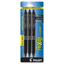 9 Pilot FriXion Clicker Erasable Gel Pens, Fine Point, 0.7 mm, Black Barrels, Bl