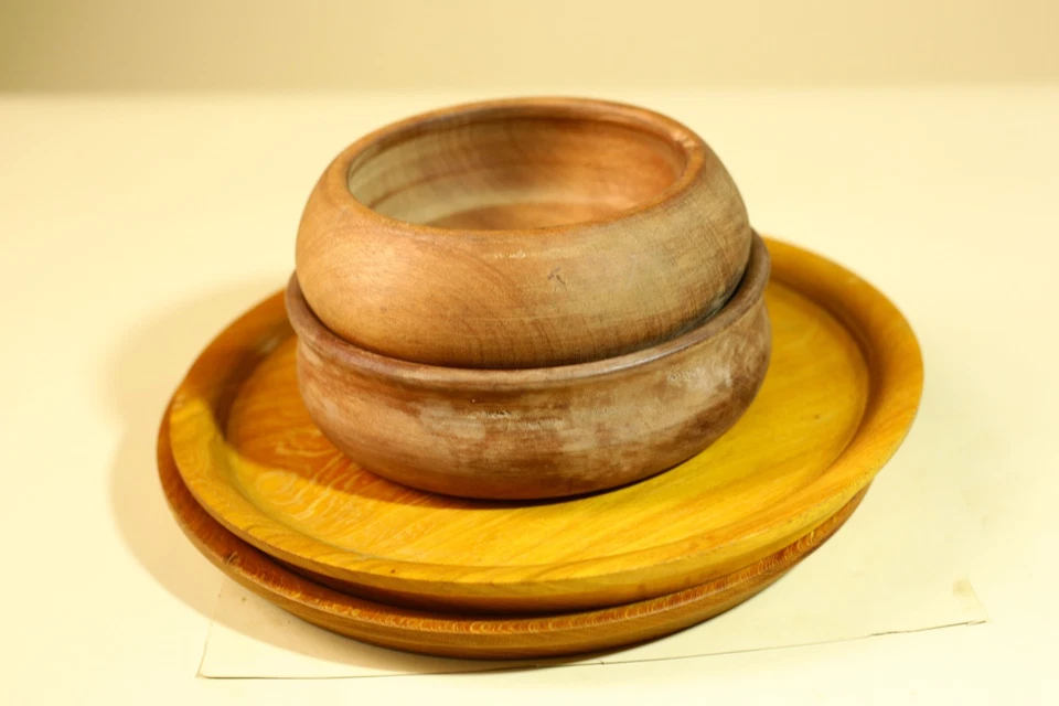 Африканские деревянные чаши и тарелки ручной работы набор деревенский племенной декор-G5907 - Изображение 2 из 4
