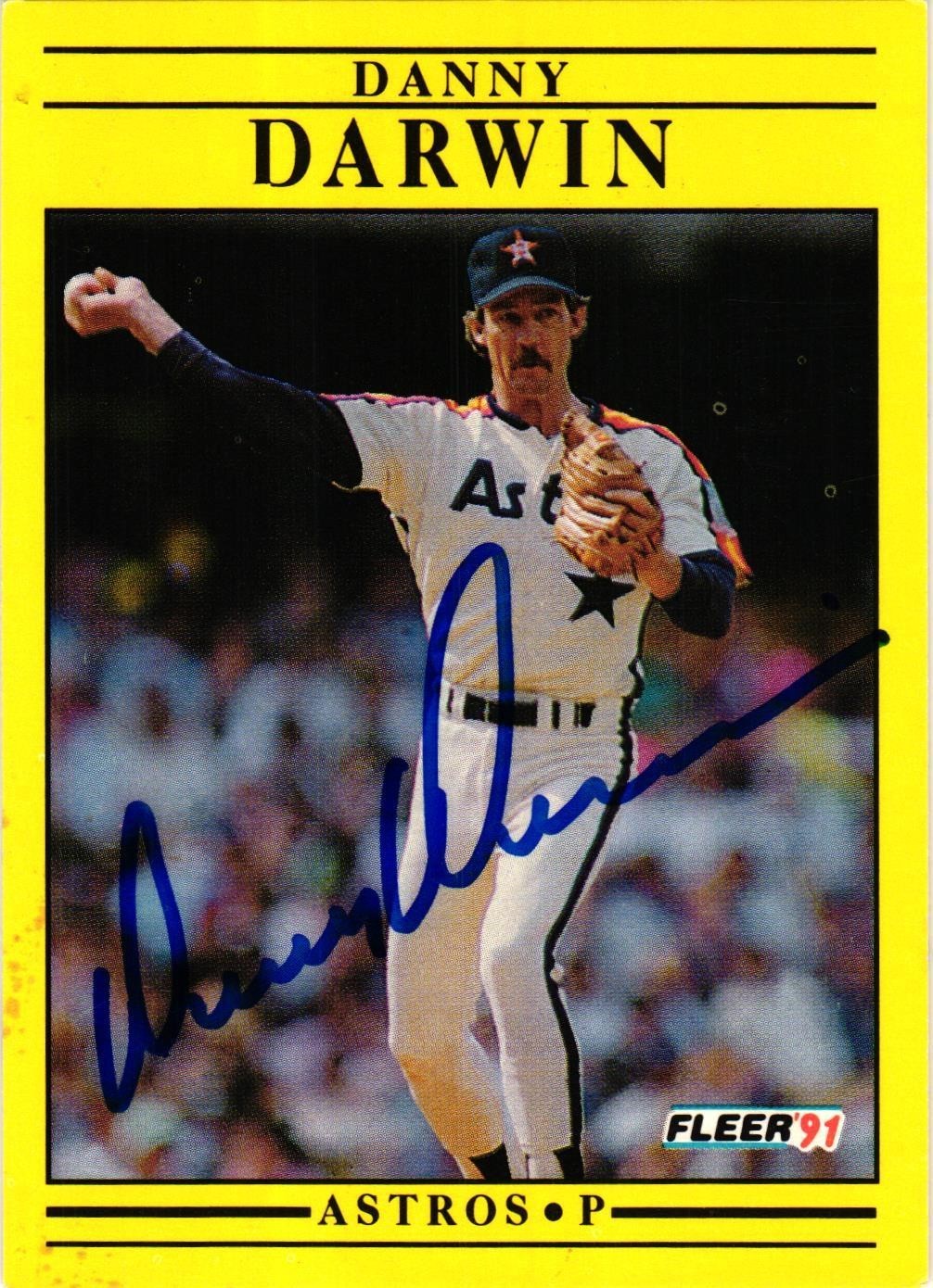 DANNY DARWIN #503 Signed 1991 Fleer MLB Baseball Card AUTO ASTROS