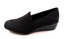 Anne Klein Wendell Black Low Wedge Slip On Loafer Pump