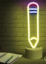 LED Neon Signs - Desk/Table Classroom Lamp with Stand, USB/Battery Powered