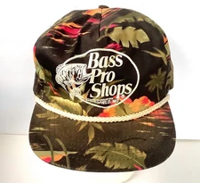 Vtg 90s Bass Pro Shops Trucker Hat Floral Hawaiian Tropical Fishing One Size
