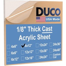 Duco Clear Cast Acrylic Sheet 1/8 Inch Thick 8"x12" - 2 Pack for Versatile Uses
