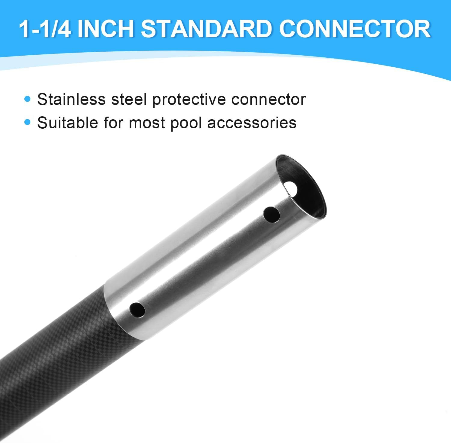 38" Carbon Fiber Pool Pole, Telescoping Skimmer Pool Cleaning Pole, Short Pool P