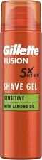 Gillette Fusion5X Ultra Sensitive Shaving Gel with Almond Oil for Men- 200 ml 14.80 per litre