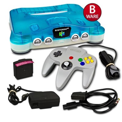 N64 Konsole transparent blau weiss (B-Ware) #460S Jumper Pak mit Controller