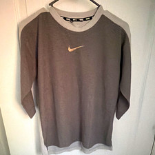 Nike Dri-FIT Men’s S Gray Raglan 3/4 Sleeve Crewneck Pullover Shirt Poly