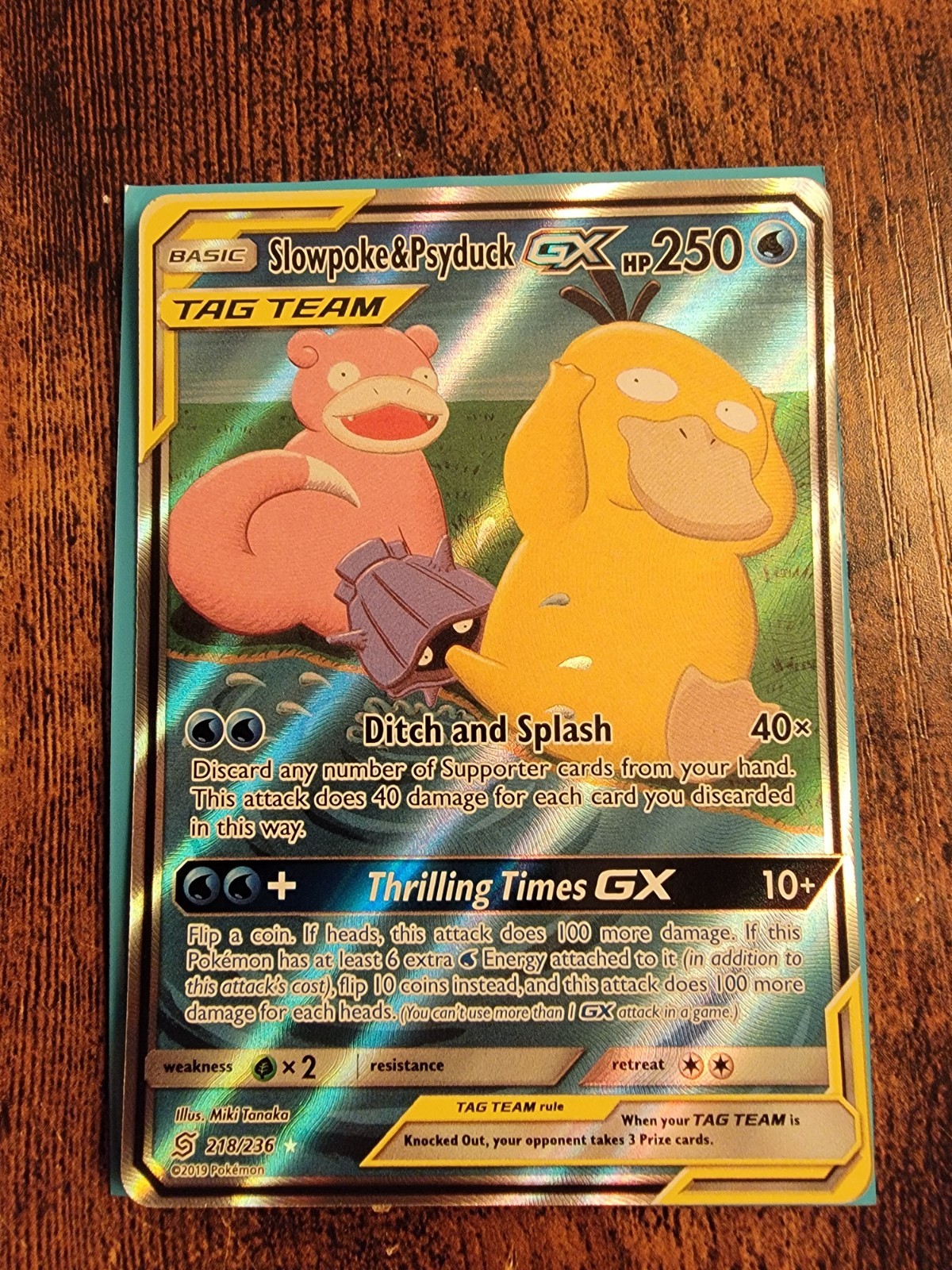 Slowpoke & Psyduck GX - 218/236 - Pokemon Unified Minds Sun Moon Full Art NM!