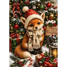 Christmas Diamond Art Kit for Adults Wall Decor, Fox Diamond Painting Kit 12x16