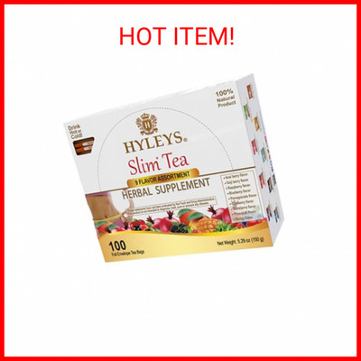 Hyleys Slim Tea 9 Flavor Assortment 100 Ct - Weight Loss Herbal Supplement Clean
