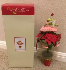 Krinkles FROG POINSETTIA RED POTTED FIGURE Patience Brewster Dept 56 Christmas 