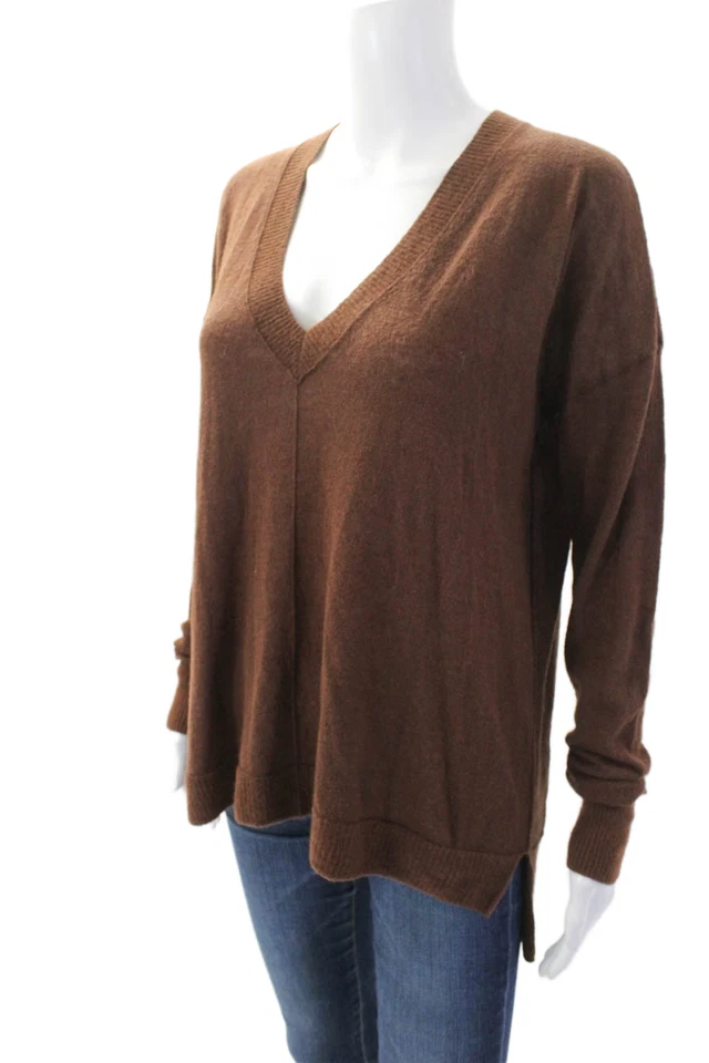 Suéter Pullover Club Monaco Mujer Tejido Cuello en V Manga Larga Marrón Talla M Foto 2 de 4