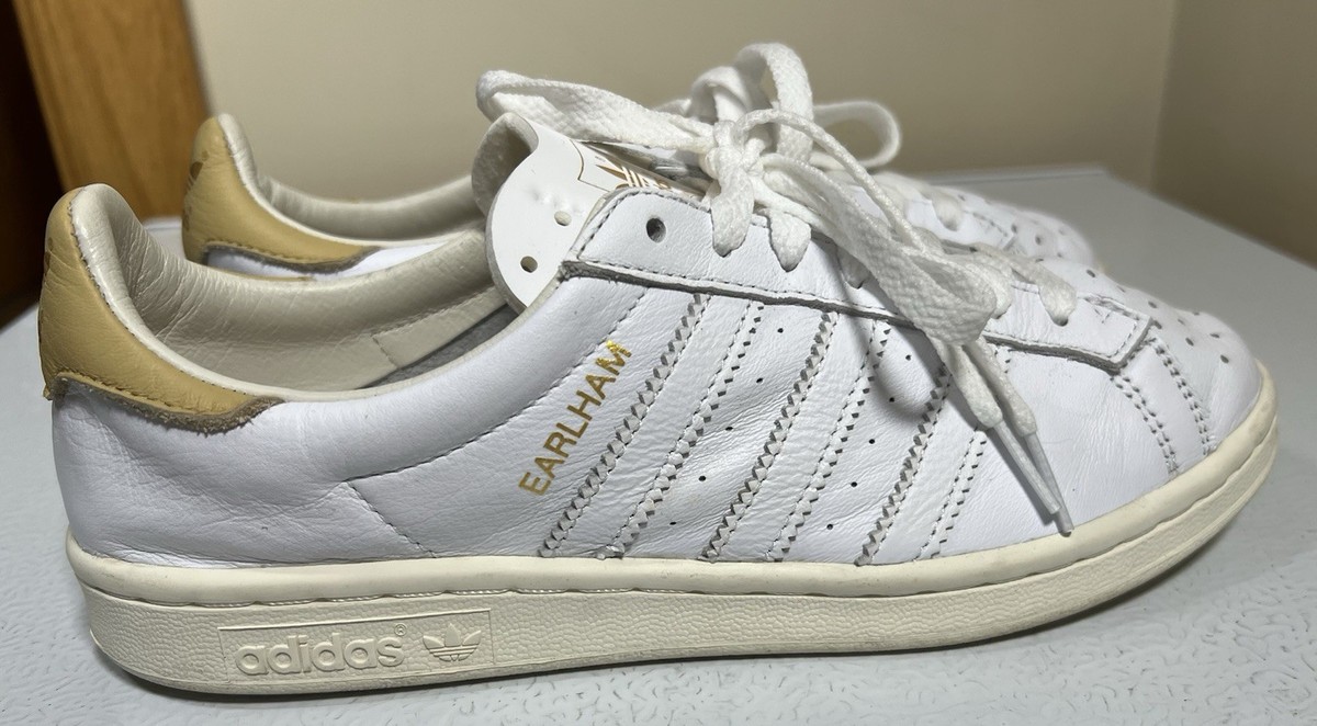Adidas Earlham White Gold Metallic - Size 6.5 Men, 8.5 Women -H01806
