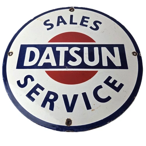 Vintage Datsun Sign - Automobile Gas Pump Service Dealer Porcelain Sign