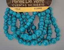 126 Pc Aqua Czech Glass Beads Round