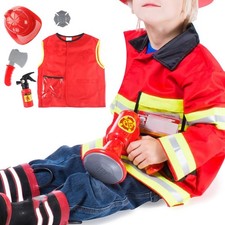 Kids Fireman Outfit Set Uniform Firefighter Clothes for Festival Performance