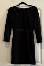 Lulus Mesh Black Bodyscon 3/4 Sleeve Mini Dress Lined Stretch Size Large