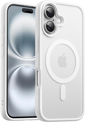 JETech Magnetische Hülle iPhone 16 6,1'' MagSafe Dünn Stoßfest Transluzent Weiß
