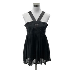 Kenar Black Strapless Chiffon Cocktail Dress Medium Little Black Dress Party