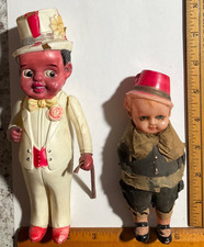 Celluloid Black Boy Jointed Arms Approx.8" Tux Cane Japan Plus Celluloid Child