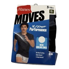 Hanes X-Temp Performance Tagless Mesh Crew T-Shirt 3-Pack Black Men s XL