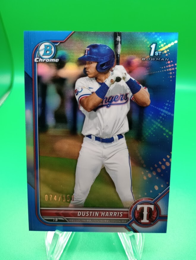 2022 Bowman Chrome Blue Refractor Dustin Harris 1st Bowman #BCP-119 RC Blue /150