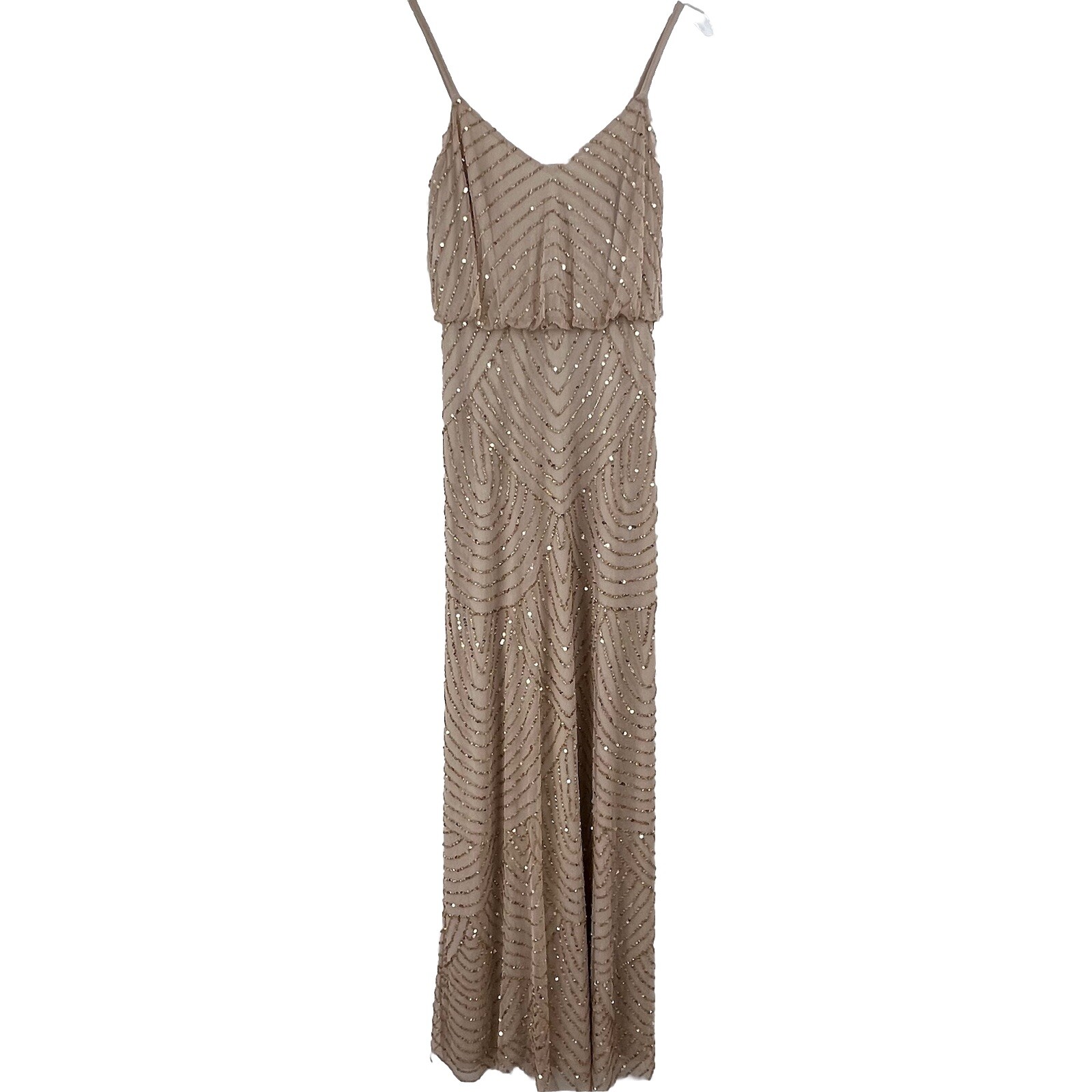 Adrianna Papell Beaded Blouson Gown Taupe Pink women Maxi Dress - Main Image