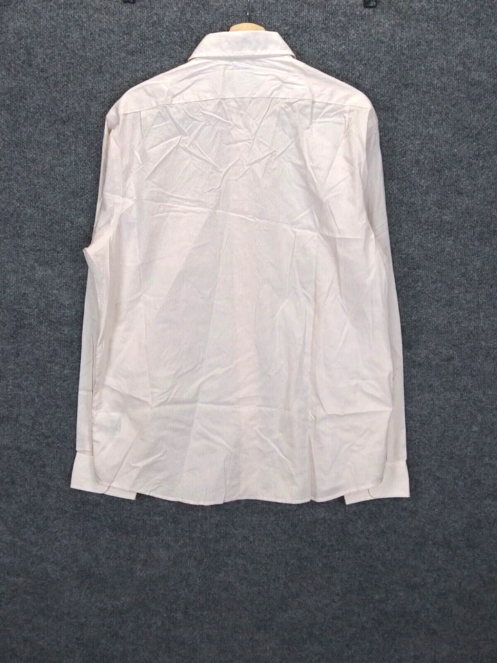 Gap 衬衫男式大号粉色白色条纹长袖棉质修身 16-16 1/2 — 第 2/4 张图片