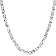 Unisex Tennis Necklace Silver Finish Lab Diamonds 4mm Choker Chain 28 inches
