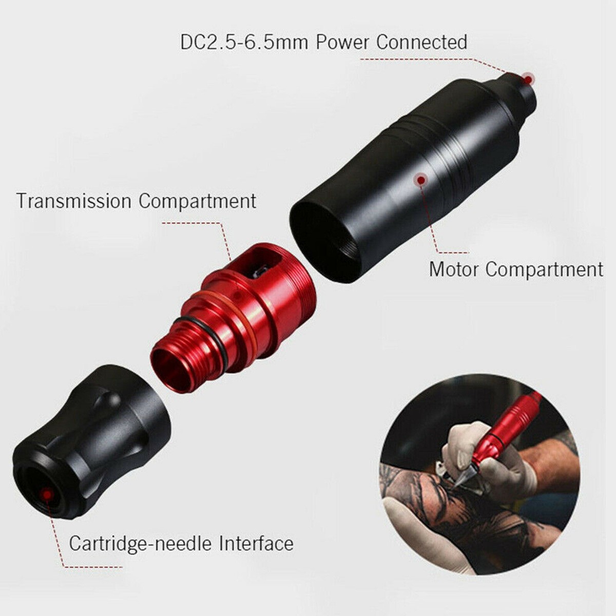 Rotary Tattoo Gun Portable Motor Tattoo Machine Pen with Cartridge