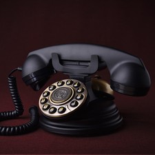 1925 Black Tulip simple retro European Antique phone Vintage telephone F061