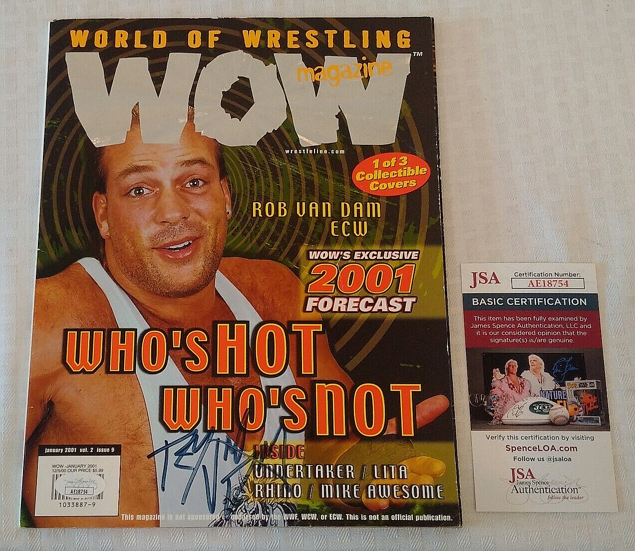 Rvd Wcw ROB VAN DAM RVD Autographed Signed 2001 WOW Magazine WWE WWF WCW ECW ...