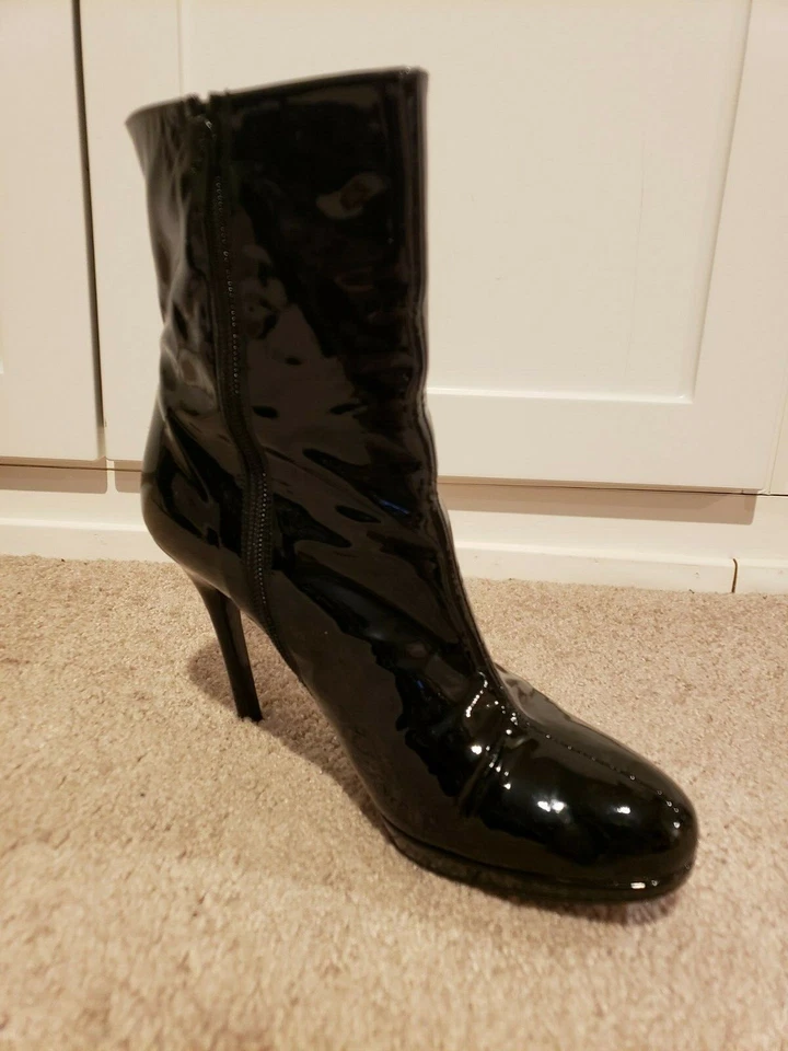Stuart Weitzman Apollo Black Patent Leather Mid Calf Boots Size 8 - Image 2 of 4