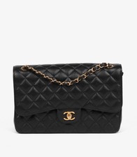Chanel Black Quilted Caviar Leather Jumbo Classic Double Flap Bag