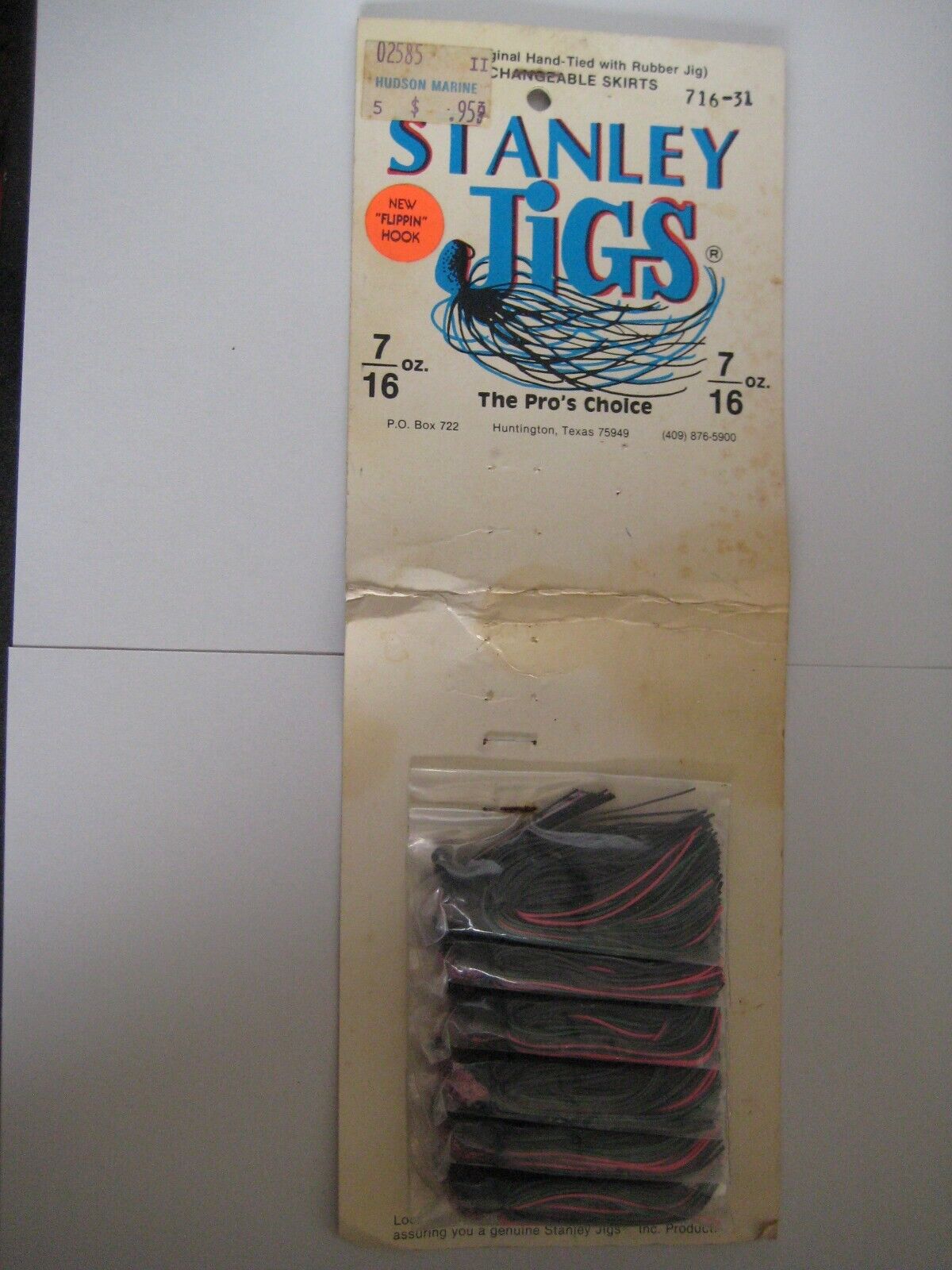 6 Stanley 7/16 ounce Fishing jigs on Display Card