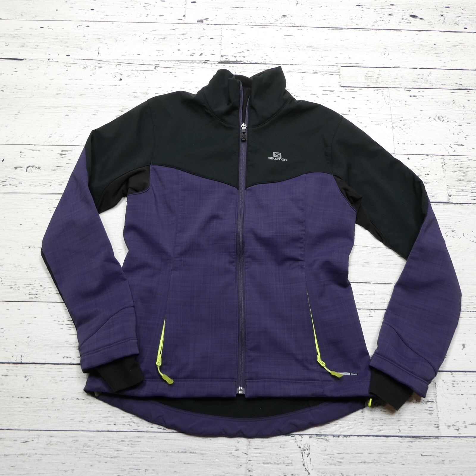 Salomon Advanced Giacca Pelle Donna Piccola Viola Full Zip Tasche Active Dry