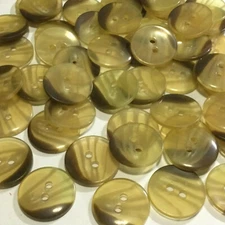 Khaki/Brown Marbled Swirl Classic Poly Horn Button 15mm 23mm 2hole
