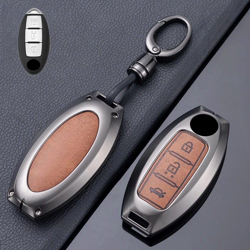 Funda para llavero de cuero de aleación de zinc para Nissan March X-Trai Qashqai Juke Foto 4 de 4